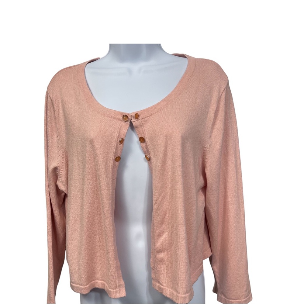 Cardigan7th Avenue Design Studio New York Open Front Jewel Sweater SZ L pink